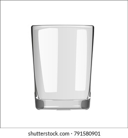 Realistic glass on white background, isolate
