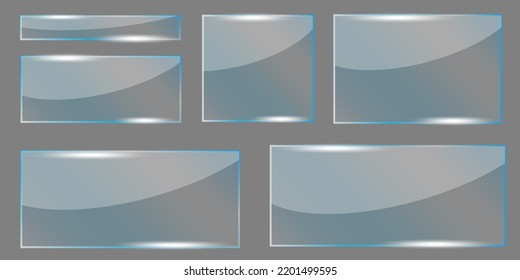Conjunto de placas de vidrio realistas. Placa de vidrio de estilo 3d. Banner web. Ilustración vectorial. Imagen de archivo. 