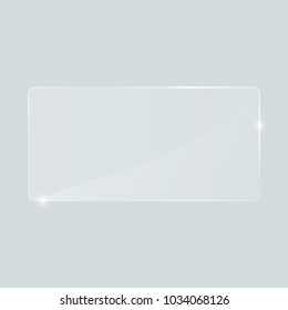 Realistic glass plate square, rectangle and round. vector illustration