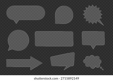 Realistic glass speech bubbles collection with transparent bubble chat elements