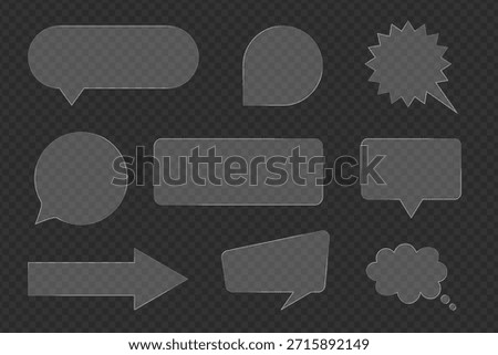Realistic glass speech bubbles collection with transparent bubble chat elements