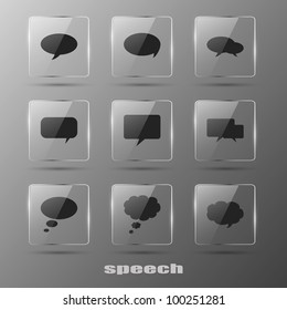 Realistic glass speech bubbles icons.