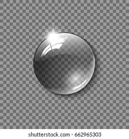 Realistic glass sphere, a drop of water on a transparent background, vector illustration.
