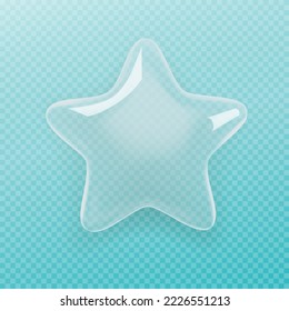 Realistic glass star on a transparent background. Mesh gradients EPS10