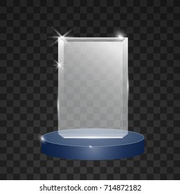 Realistic glass trophy awards. Vector illustration isolated on transparent background