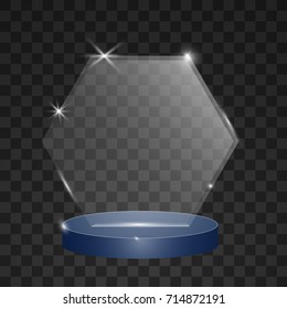 Realistic glass trophy awards. Vector illustration isolated on transparent background