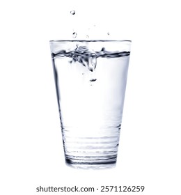 Realistic glass water isolated on white background. 3d glass water