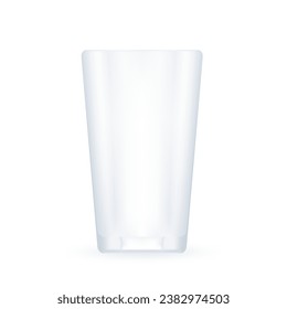 Realistic glasses for drinks. 3D transparent dishes for water juice, bar drinks and non-alcoholic, alcoholic beverages. Empty Water glasses. Vector illustration