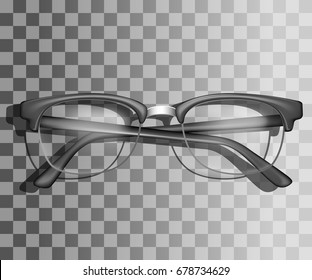 Realistic glasses vector illustration 3D realistic mockup illustration Web site page and mobile app design.