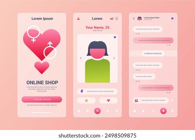 Realistische Glasmorphismus Mobile App Template Vektordesign in eps 10