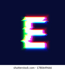 Carácter de letra de brillo realista 'E', ilustración vectorial