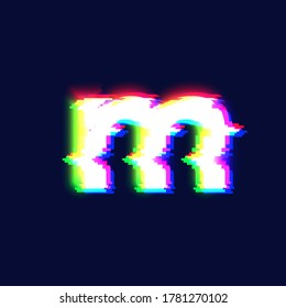 Realistisches Glitfont-Zeichen "m", Vektorgrafik