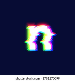 Realistic glitch font character 'n', vector illustration