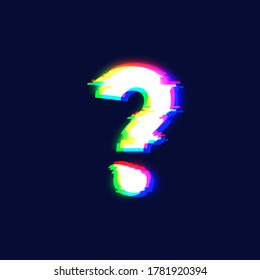 Realistic glitch font character 'question mark' vector illustration