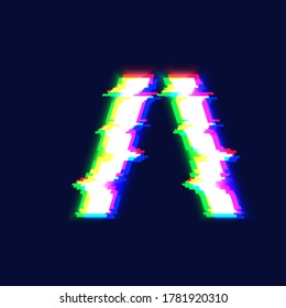 Realistic glitch font character 'slash' vector illustration