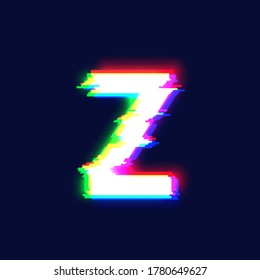 Realistic glitch font character 'Z', vector illustration