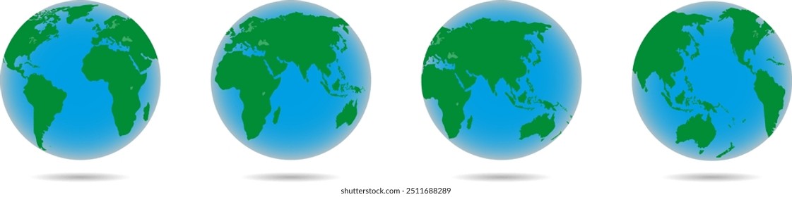 "Ícones realistas em forma de globo terrestre com mapas mundiais, perfeitos para projetos globais."