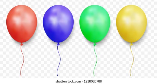Realistic glossy balloons on transparent background. vector illustration