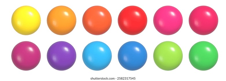 Realistic glossy balls collection. Set of 3d colorful spheres
