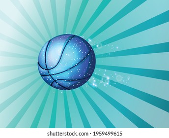 Realistic glossy blue basketball ball