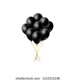 Realistic glossy bunch of Helium Balloons floating in the air. Celebration design element for Birthday, sale concept, anniversary, invitation cards. Vector Illustration