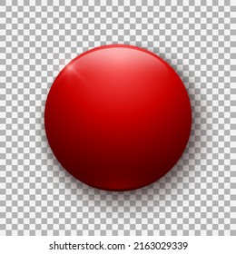 Realistic Glossy Button. 3d Vector Element Of Red Color On Transparent Background. Best For Mobile Apps, UI And Web Design. EPS 10.