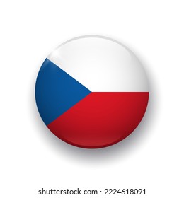 Realistic glossy button with flag of Czech Republic. 3d vector element with shadow underneath. Best for mobile apps, UI and web design. EPS 10.