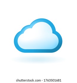Realistic Glossy Cloud Colored Icon on White Background . Isolated Vector Elements