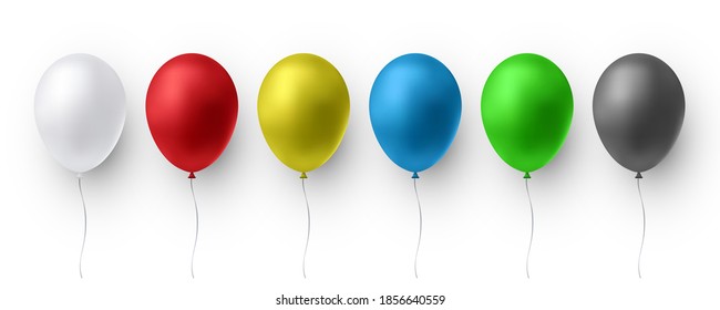 Realistic glossy color balloon. Balloons for birthday, holiday events, parties, weddings. Festival of romantic decorations. Vector illustration.