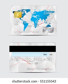 Realistic glossy credit card design concept template on the background. Abstract design for bank, business, payment history, shopping malls, e-commerce, social business, commercial work
