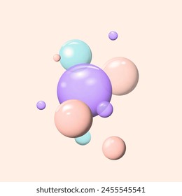 Realistic glossy flying balls. Background with realistic balls. Abstract minimal design.Background with spheres Minimal abstract backdrop, art poster, modern trendy banner, 3d design objects.Vector 