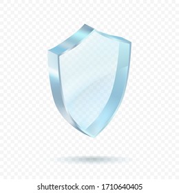 Realista escudo de guardia brillante aislado sobre fondo transparente. Ilustración vectorial Premium.
