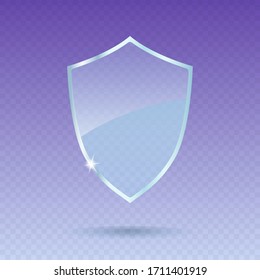 Realista escudo de guardia brillante aislado sobre fondo transparente. Ilustración vectorial Premium.
