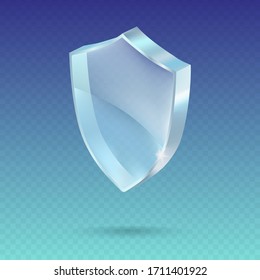 Realistic glossy guard shield isolated on transparent background. Premium vector illustration.