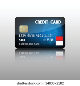 realistic glossy hi-tech design credit card with reflect shadow vector illustrations
