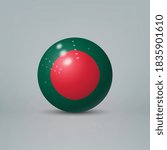 Realistic glossy plastic ball or sphere with flag of Bangladesh