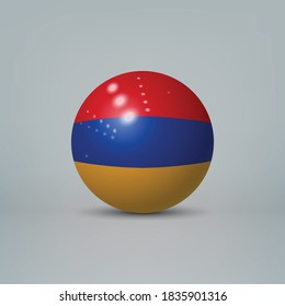 Realistic glossy plastic ball or sphere with flag of Armenia