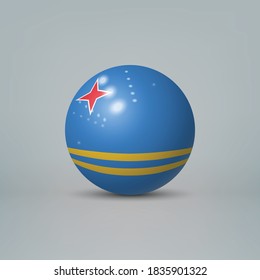 Realistic glossy plastic ball or sphere with flag of Aruba