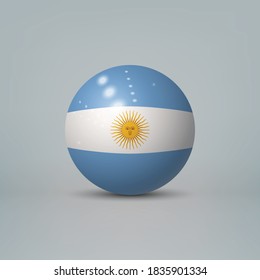 Realistischer Glossy-Plastik-Ball oder Kugel mit Flagge Argentiniens