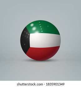 Realistic glossy plastic ball or sphere with flag of Kuwait