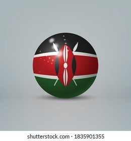 Realistic glossy plastic ball or sphere with flag of Kenya