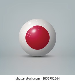 Realistic glossy plastic ball or sphere with flag of Japan