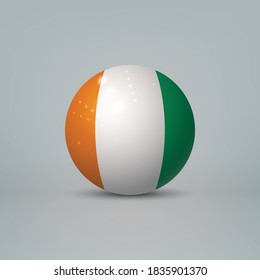 Realistic glossy plastic ball or sphere with flag of Ivory Coast