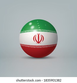 Realistic glossy plastic ball or sphere with flag of Iran
