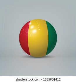 Realistische Glossy-Plastik-Kugel oder -Kugel mit Flagge Guineas