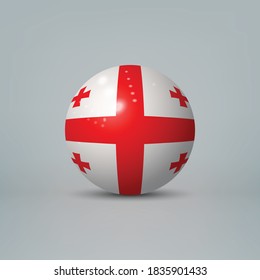 Balón o esfera plástica glosera realista con bandera de Georgia