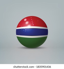 Realistic glossy plastic ball or sphere with flag of Gambia