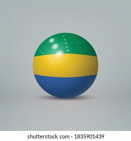 Realistic glossy plastic ball or sphere with flag of Gabon