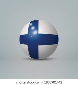 Balón o esfera plástica glosera realista con bandera de Finlandia