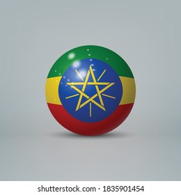 Balón o esfera plástica glosera realista con bandera de Etiopía